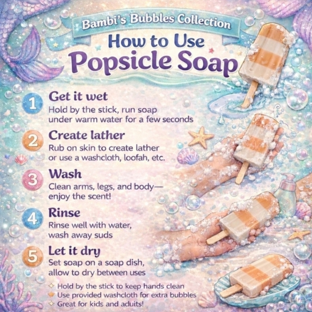 New! Hand Crafted Popsicle Glycerin Soap 3oz With Wash Cloth - Picture 7 of 10